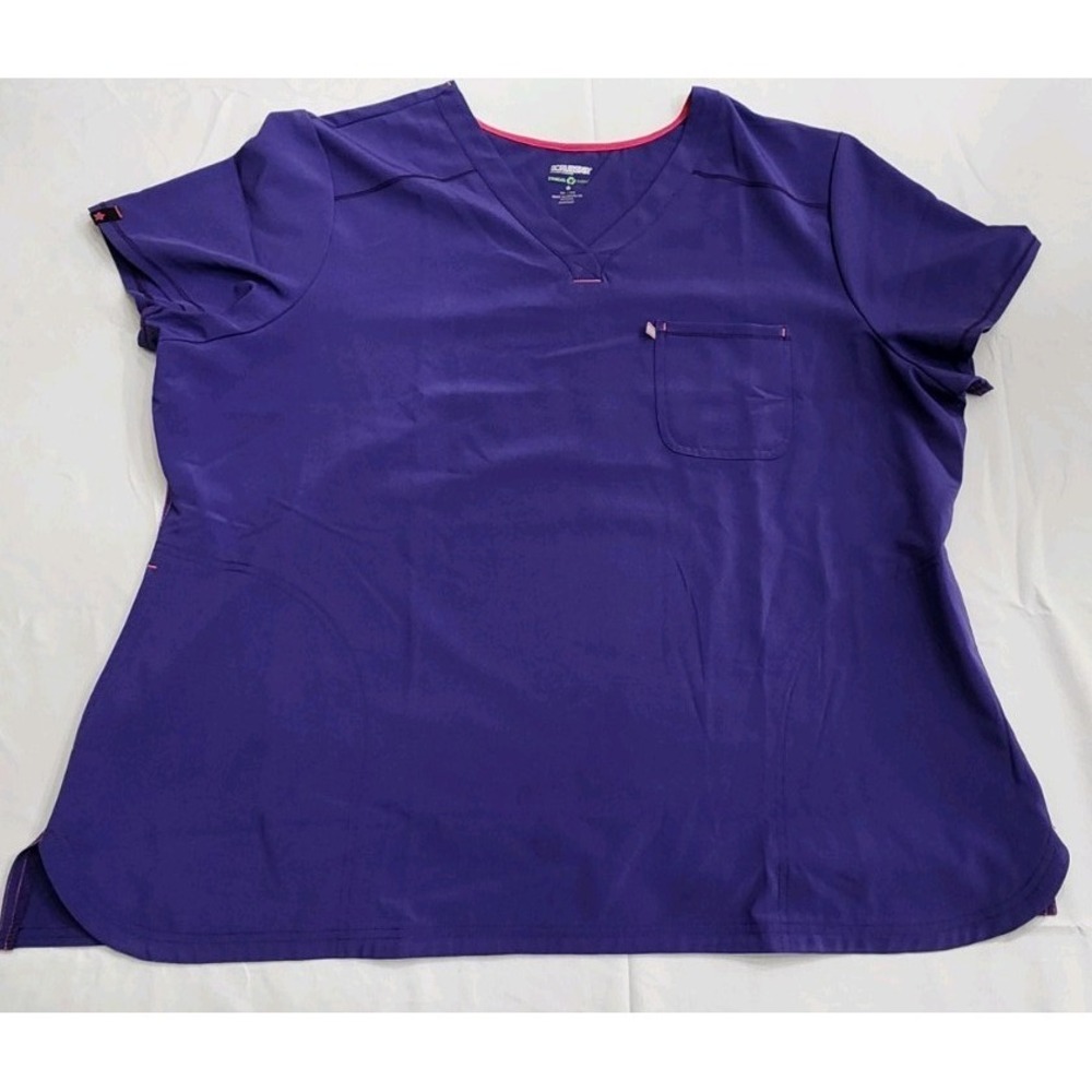 Scrubstar Womens Short Sleeve V Neck Workwear Medical Scrub Top Purple Size 3XL